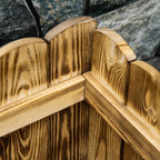 Wooden raised garden bed planter box corner with slat join detail