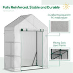 Reinforced portable walk-in greenhouse with clear PE mesh cover and heavy-duty steel frame