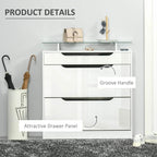 White shoe cabinet front with groove handle and drawer panel details