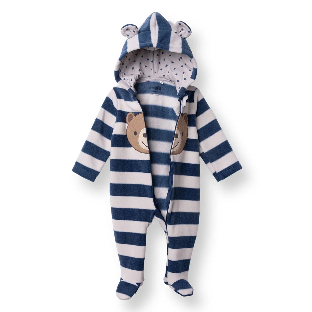 HelloBaby Newborn Polar Footed Jumpsuit - Navy Printed