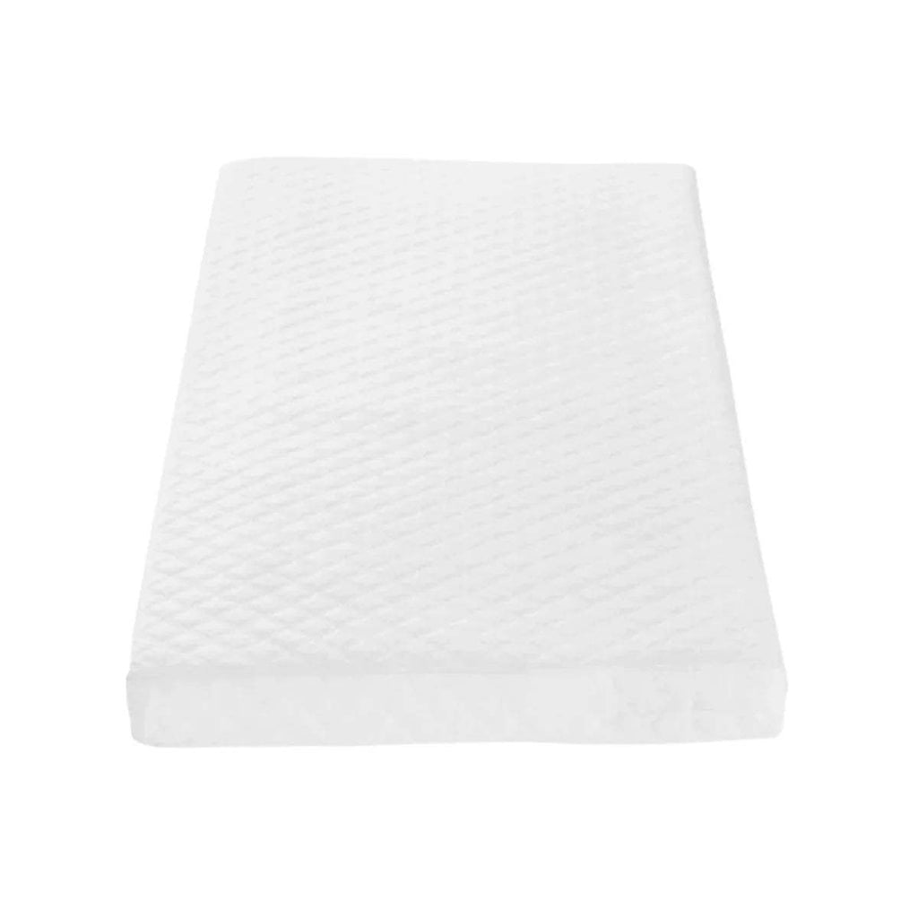 Tutti Bambini cot bed mattress, white quilted cover, smooth top surface