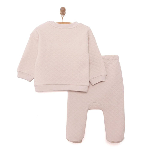 HelloBaby Newborn Quilted Sweatshirt-Footed Bottom - Grey - Bobobiy