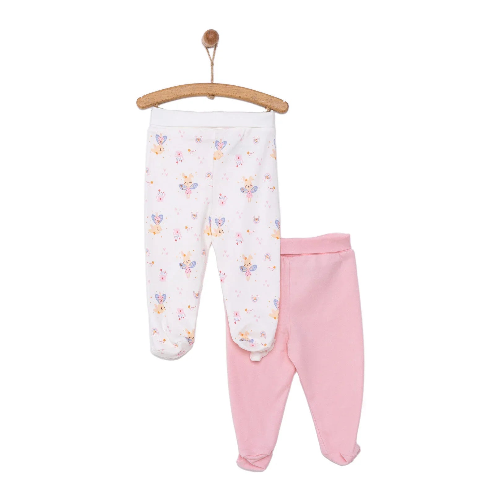 HelloBaby Newborn 2 Pcs Footed Leggings - Pink