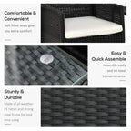 Black PE rattan armchair with cream seat cushion; woven resin texture detail