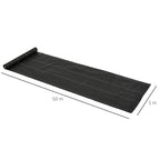 Black weed control membrane ground cover with green guide lines, rolled edge