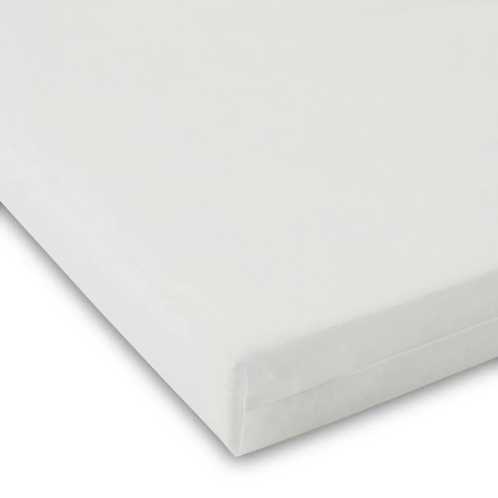 Light cot mattress corner view with smooth cover and stitched edges
