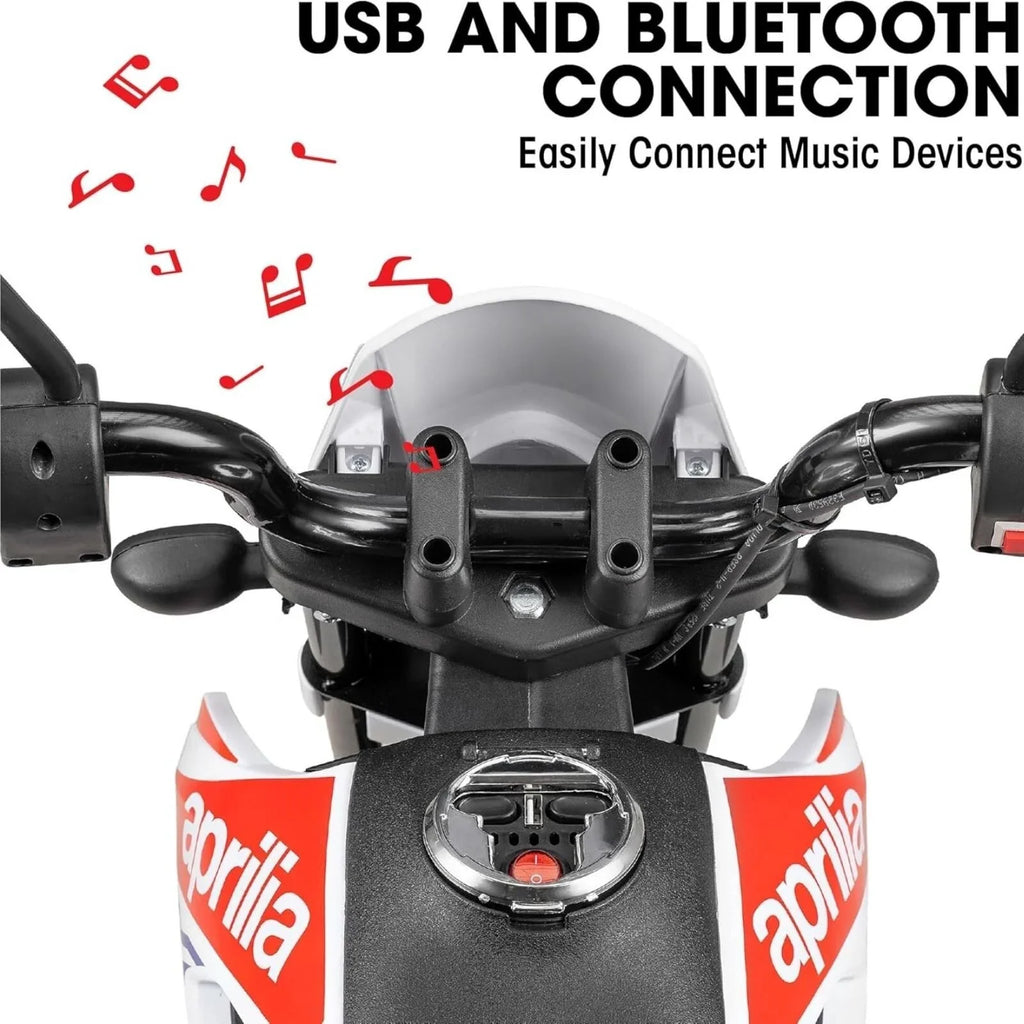 Xootz Aprilia 12V Electric Motorbike Ride On with Lithium Battery - White