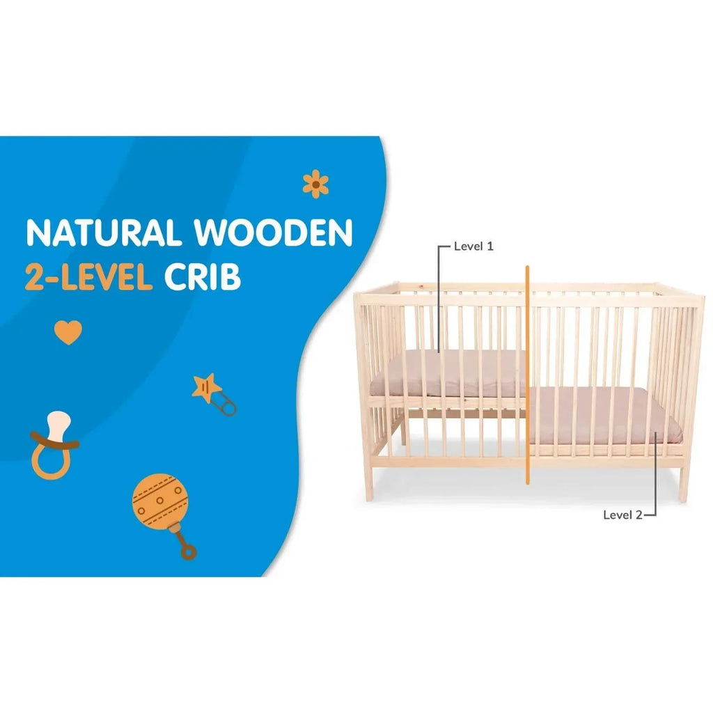 Kukka Natural Wood 2-Level Cot 70x140 - Bobobiy