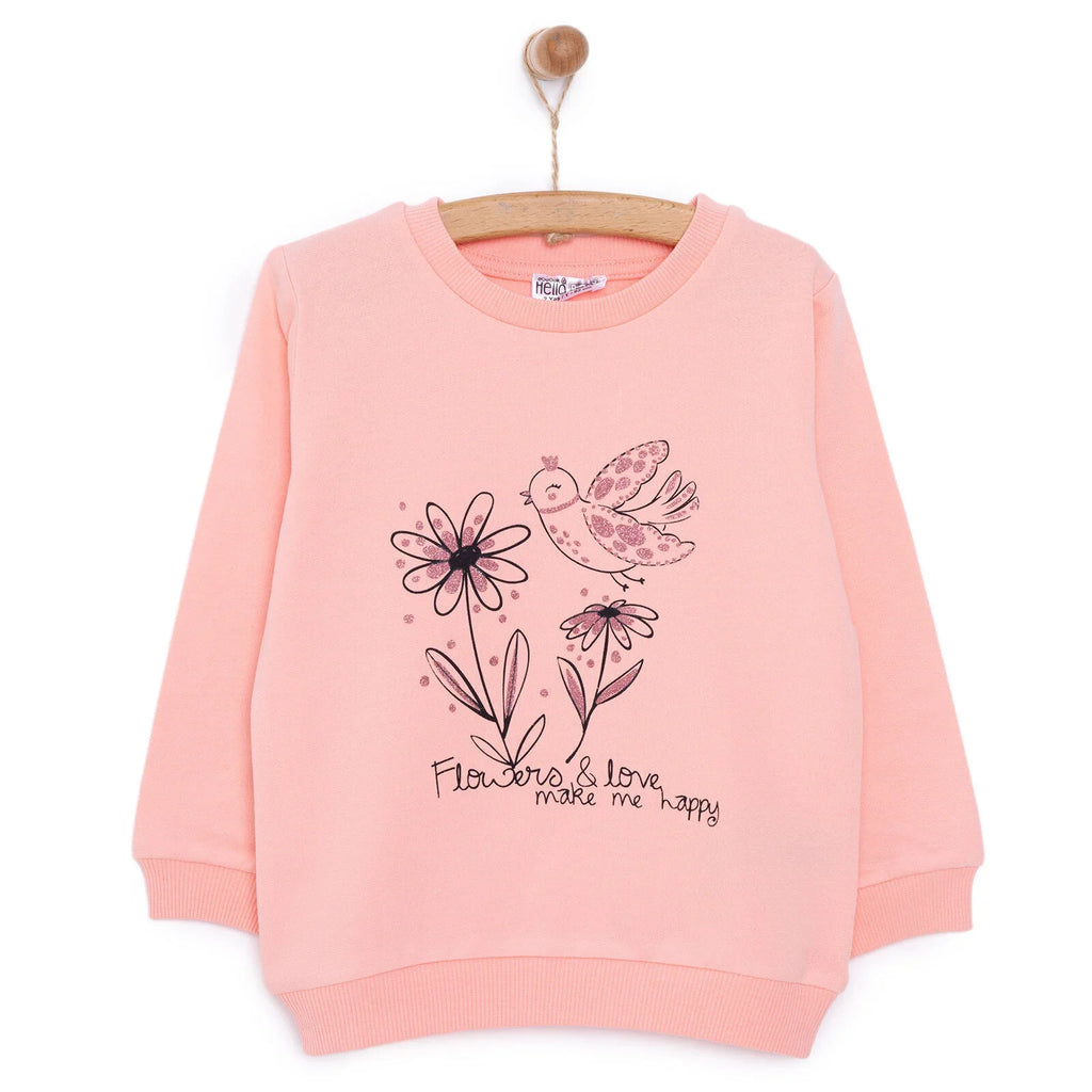 HelloBaby Baby Girl Flower Printed Sweatshirt - Pink