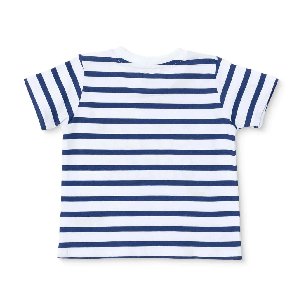 HelloBaby Boys T-shirt Nautical Print Little Sailor Crew Neck Short Sleeve - Navy Printed