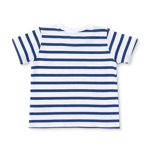 HelloBaby Boys T-shirt Nautical Print Little Sailor Crew Neck Short Sleeve - Navy Printed