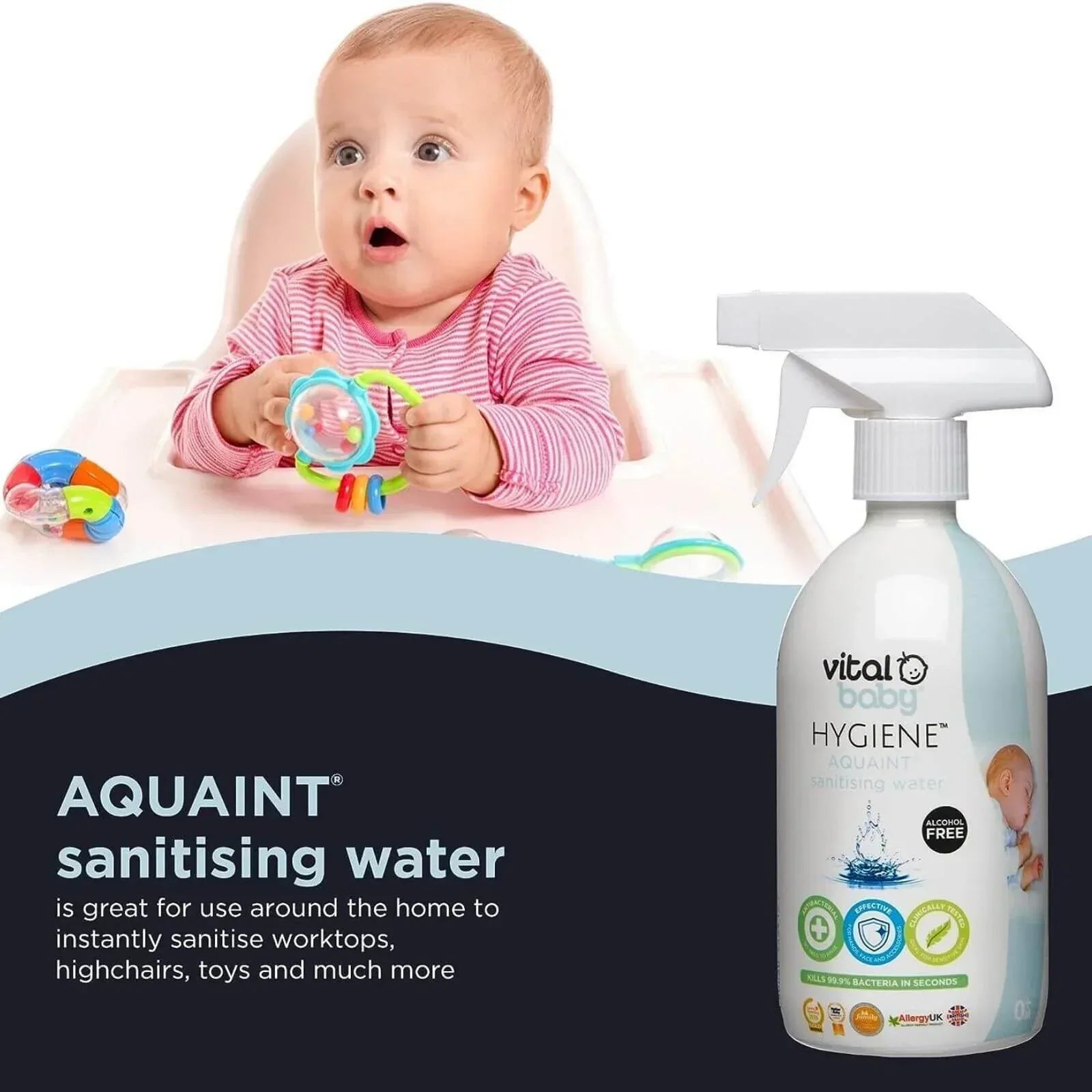Vital Baby Hygiene Aquaint Cleansing Water 500ml - Bobobiy