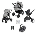3-in-1 travel system set in space grey: stroller, carrycot, and car seat with accessories