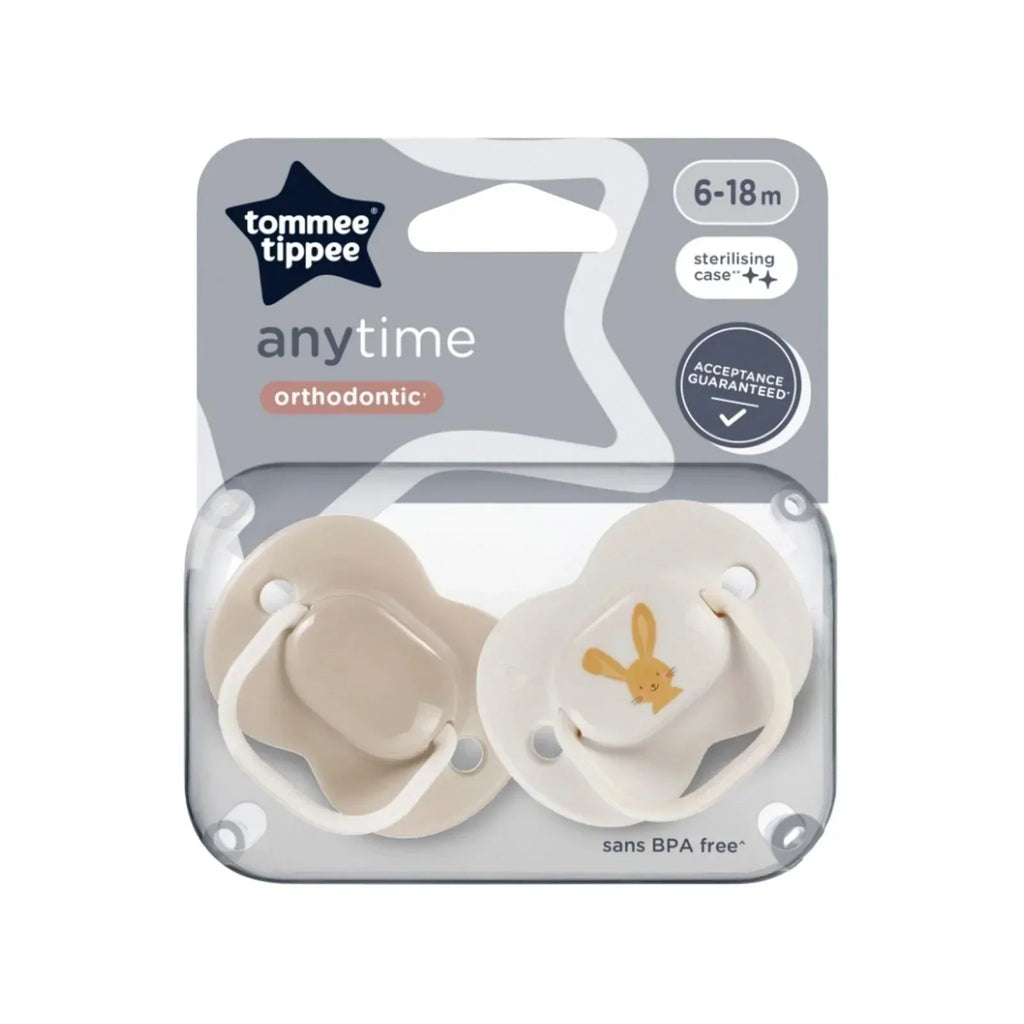 Tommee Tippee Anytime Soother 6-18 months Pack of 2 Assorted - Bobobiy