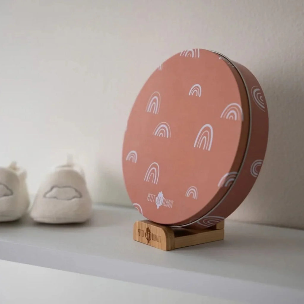 Petit Artichaut Baby Hand & Foot Imprints Round Box - Rainbow Terracotta
