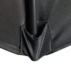 Black half parasol canopy base fold with reinforced fabric stitching