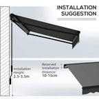 Dark grey electric awning installation suggestion with wall-mounted bracket
