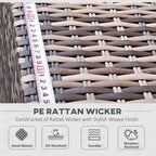 Rattan wicker weave close-up with measuring tape over grey braided texture.