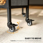 Grey drop-leaf dining table caster wheels with brakes for easy movement