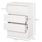 White 4-drawer dresser cabinet, front view with open drawer space