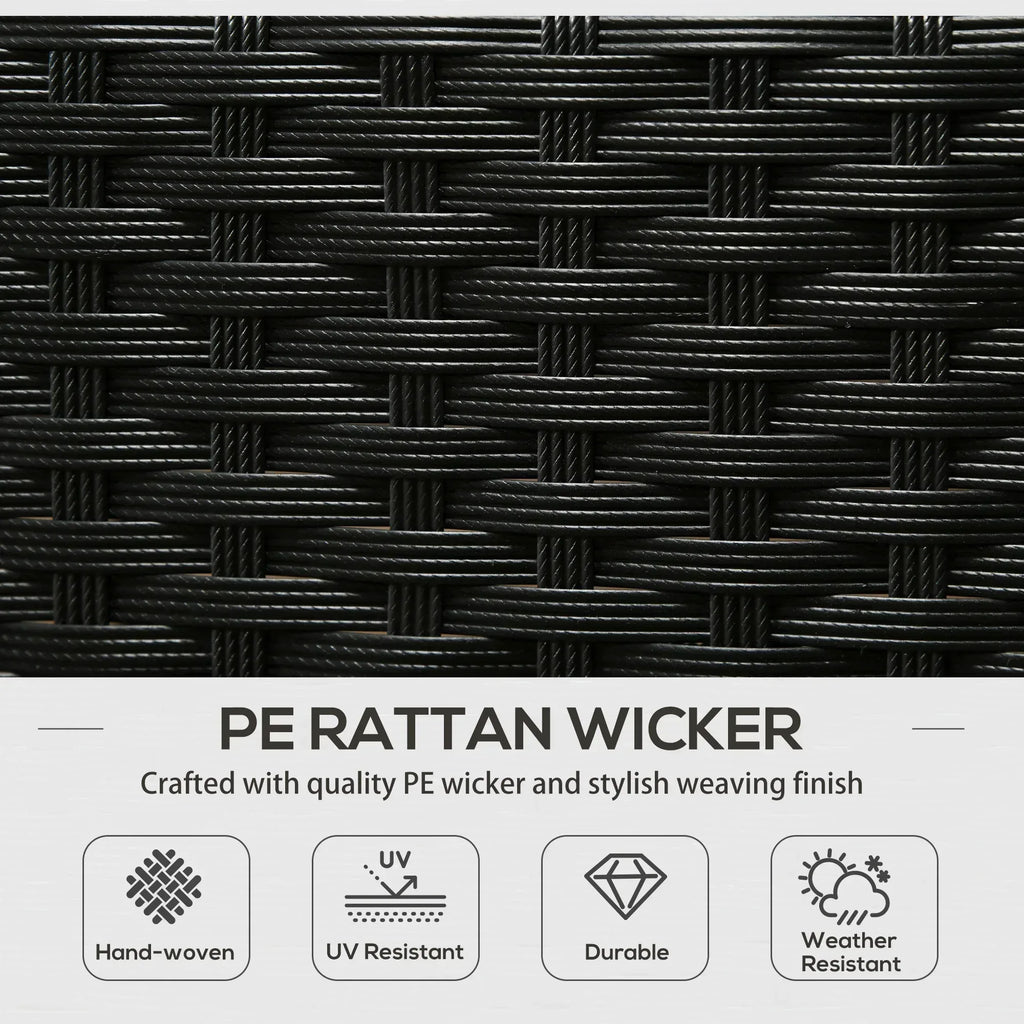 5 Seater Rattan Garden Furniture Set, 6 Piece Garden Sofa Set, Armchairs, 3-Seater Sofa, Footstools, Glass Dining Table, Cushions, Wicker Outdoor Furniture for Conservatory Patio, Cream - Bobobiy