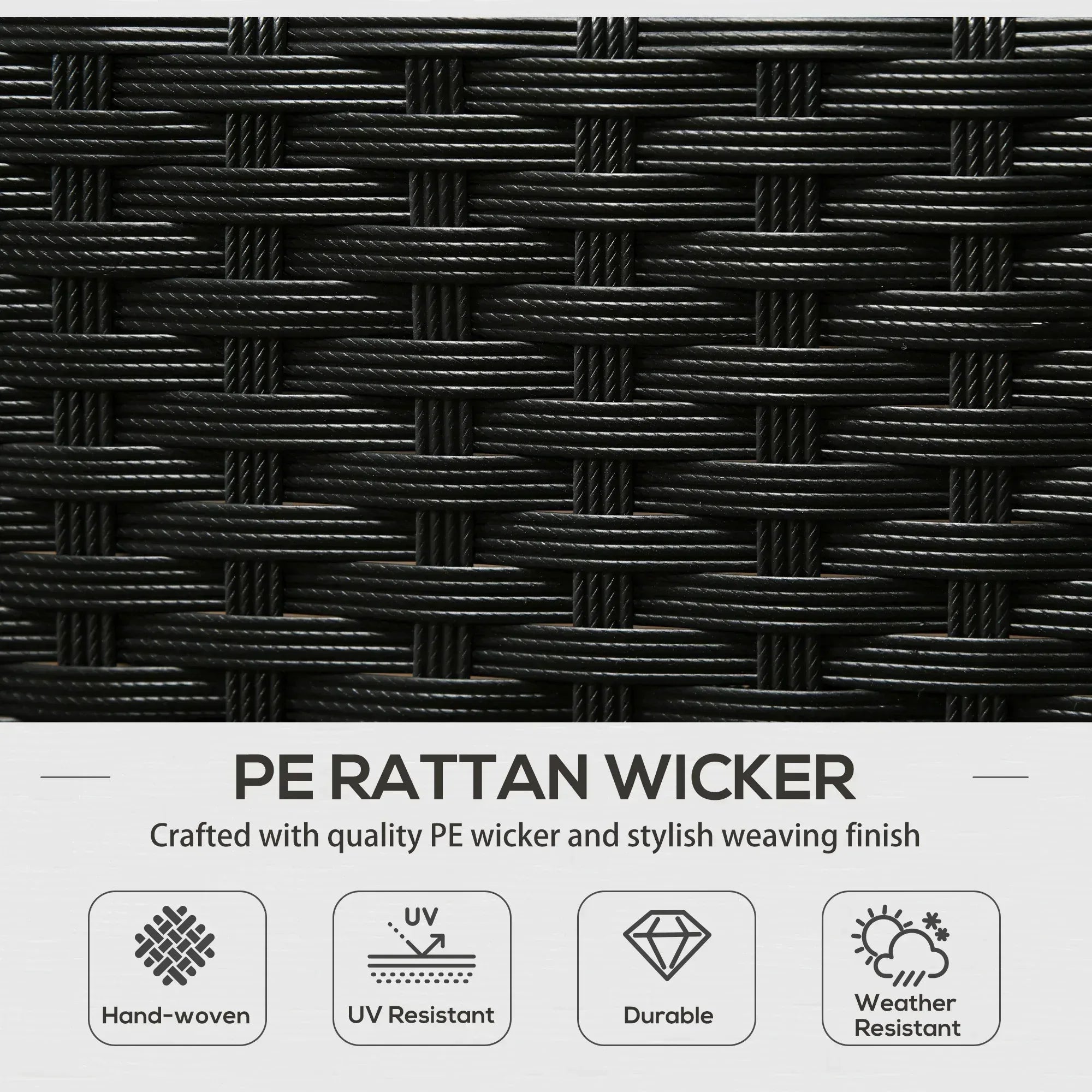 5 Seater Rattan Garden Furniture Set, 6 Piece Garden Sofa Set, Armchairs, 3-Seater Sofa, Footstools, Glass Dining Table, Cushions, Wicker Outdoor Furniture for Conservatory Patio, Cream - Bobobiy