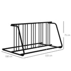 Black double-sided bike rack floor stand with overall size 100 cm x 155 cm