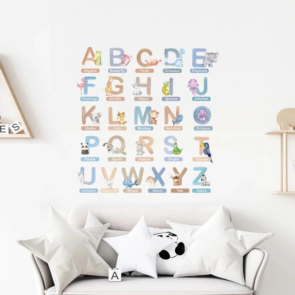 Live Vida Alphabet Wall Stickers with Animal Figures 26 pcs - Blue