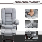 Gray cushioned recliner chair with PU leather look and integrated headrest and armrest padding