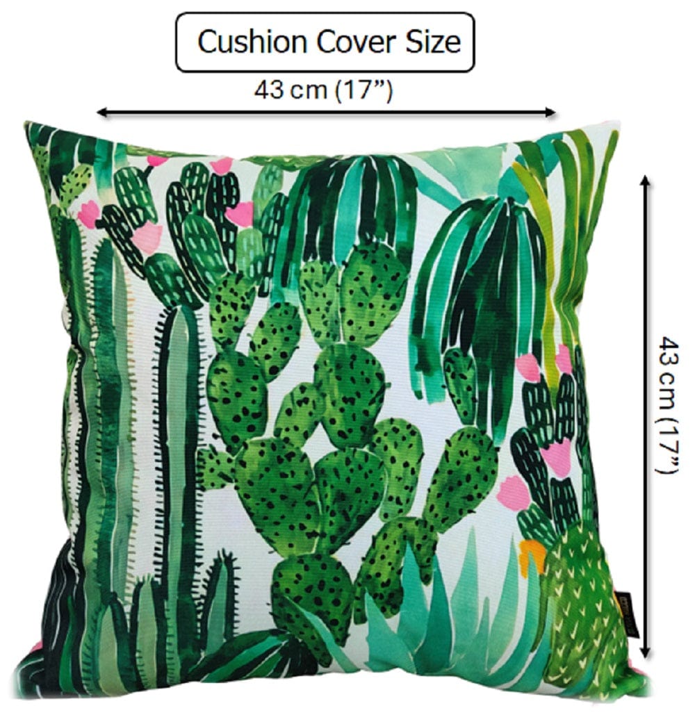 Cactus Waterproof Outdoor Cushions 43 x 43 cm Weather-Resistant Polyester for Patio Garden Bench Sofa Indoor Living Room Durable Stylish