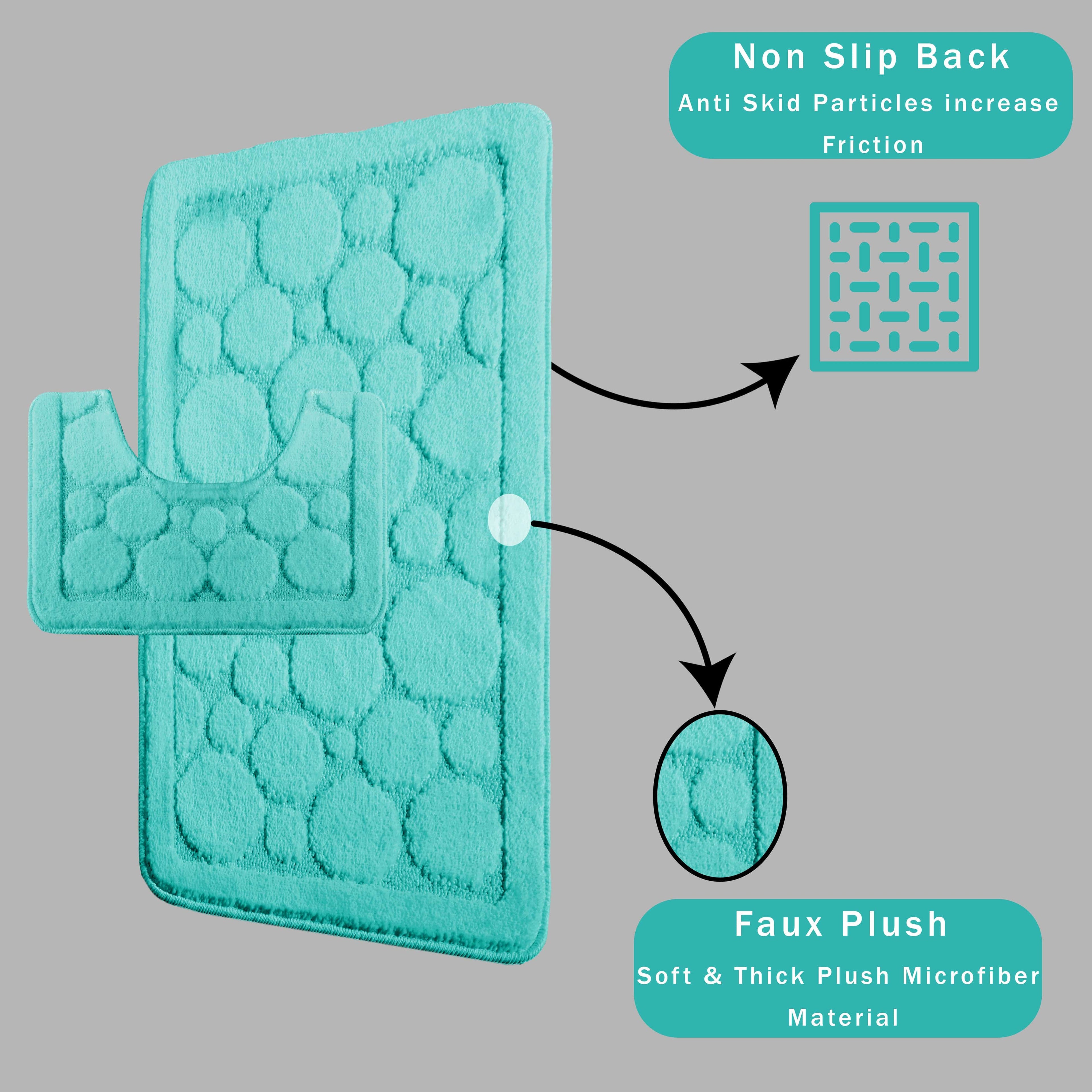Cali Bubbles 2 Piece Duck Egg Bath Mat & Pedestal Set Non-Slip Soft & Absorbent Bathroom Mats for Comfort & Safety