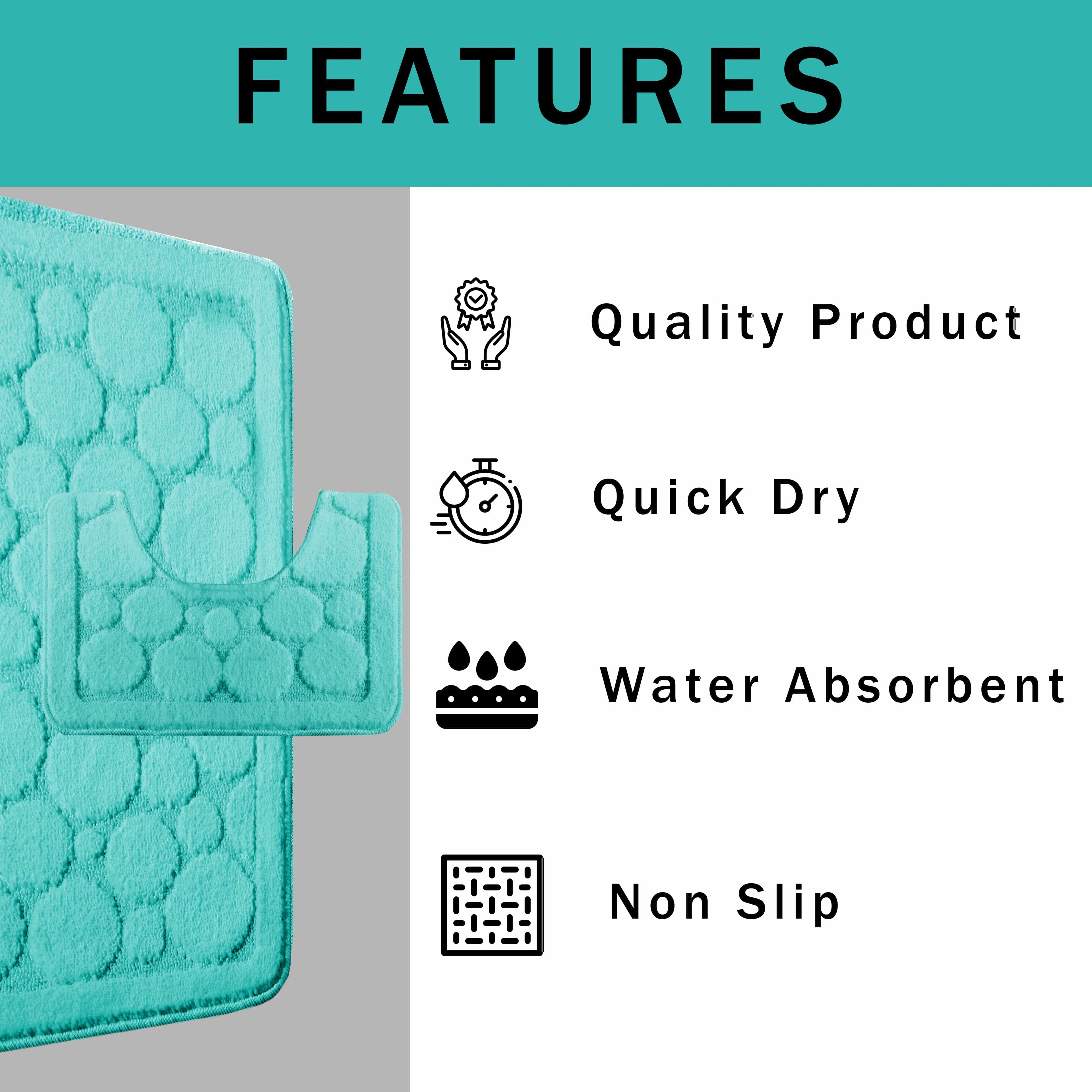 Cali Bubbles 2 Piece Duck Egg Bath Mat & Pedestal Set Non-Slip Soft & Absorbent Bathroom Mats for Comfort & Safety