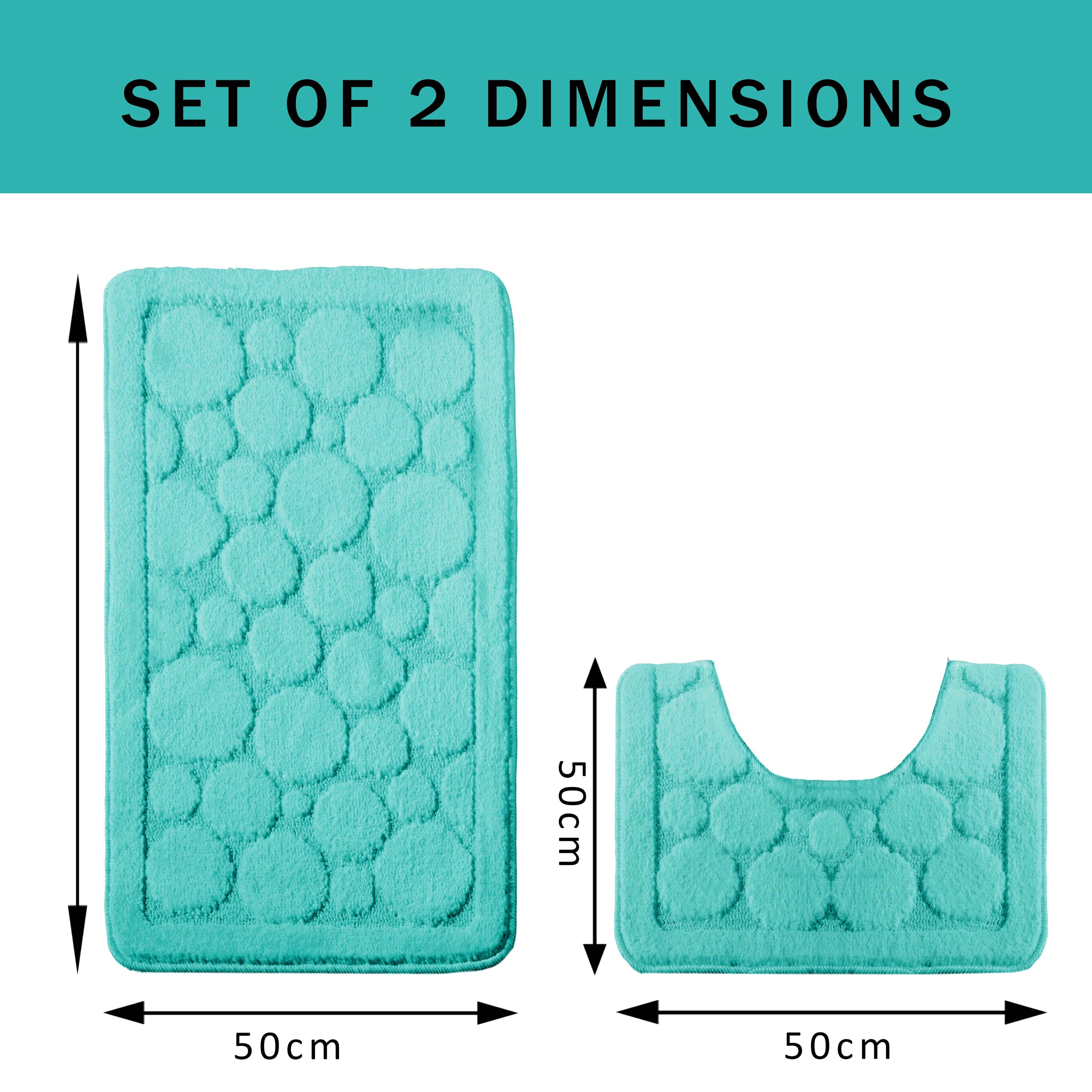 Cali Bubbles 2 Piece Duck Egg Bath Mat & Pedestal Set Non-Slip Soft & Absorbent Bathroom Mats for Comfort & Safety