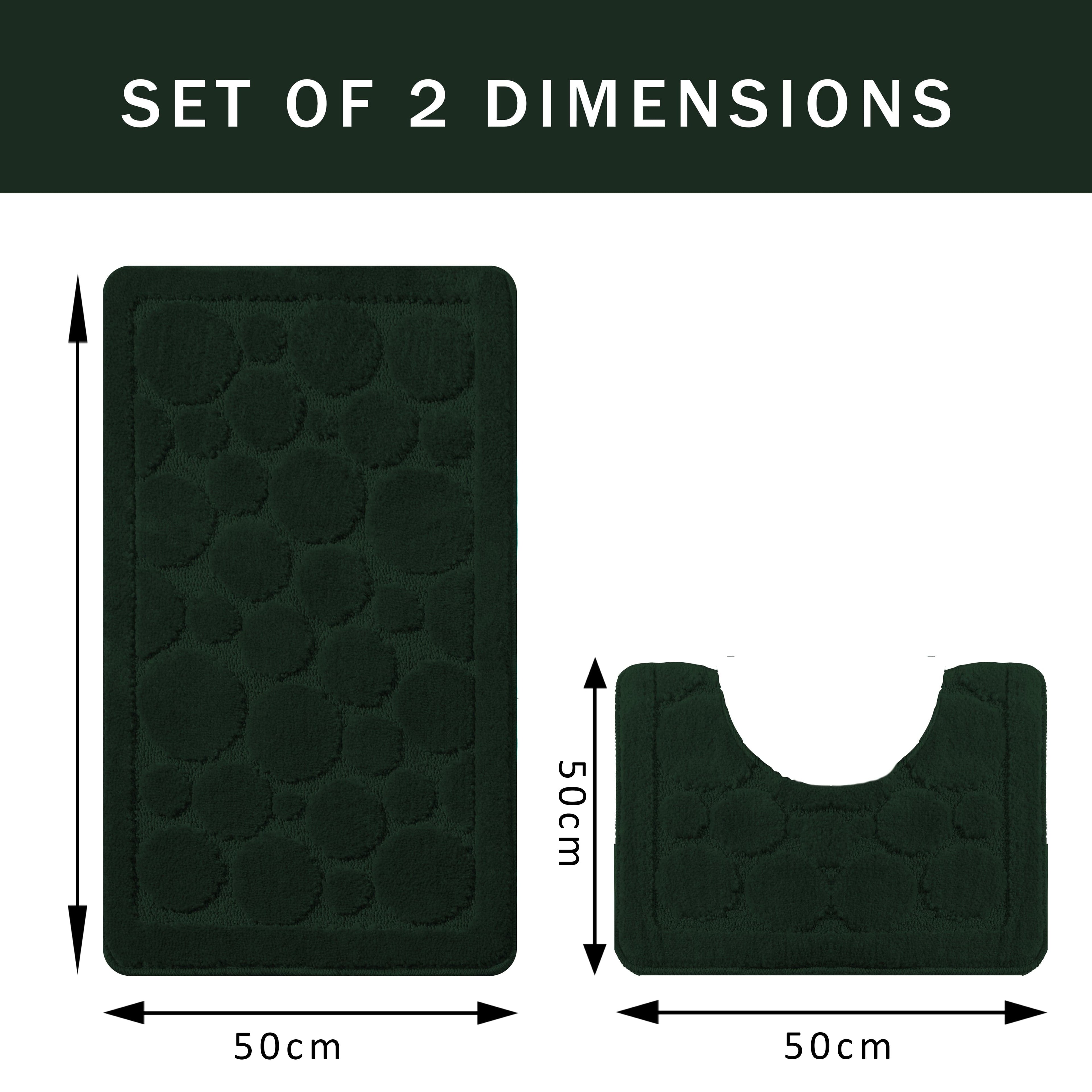 Cali Bubbles 2 Piece Emerald Green Bath Mat & Pedestal Set Non-Slip Soft & Absorbent Bathroom Mats for Comfort & Safety