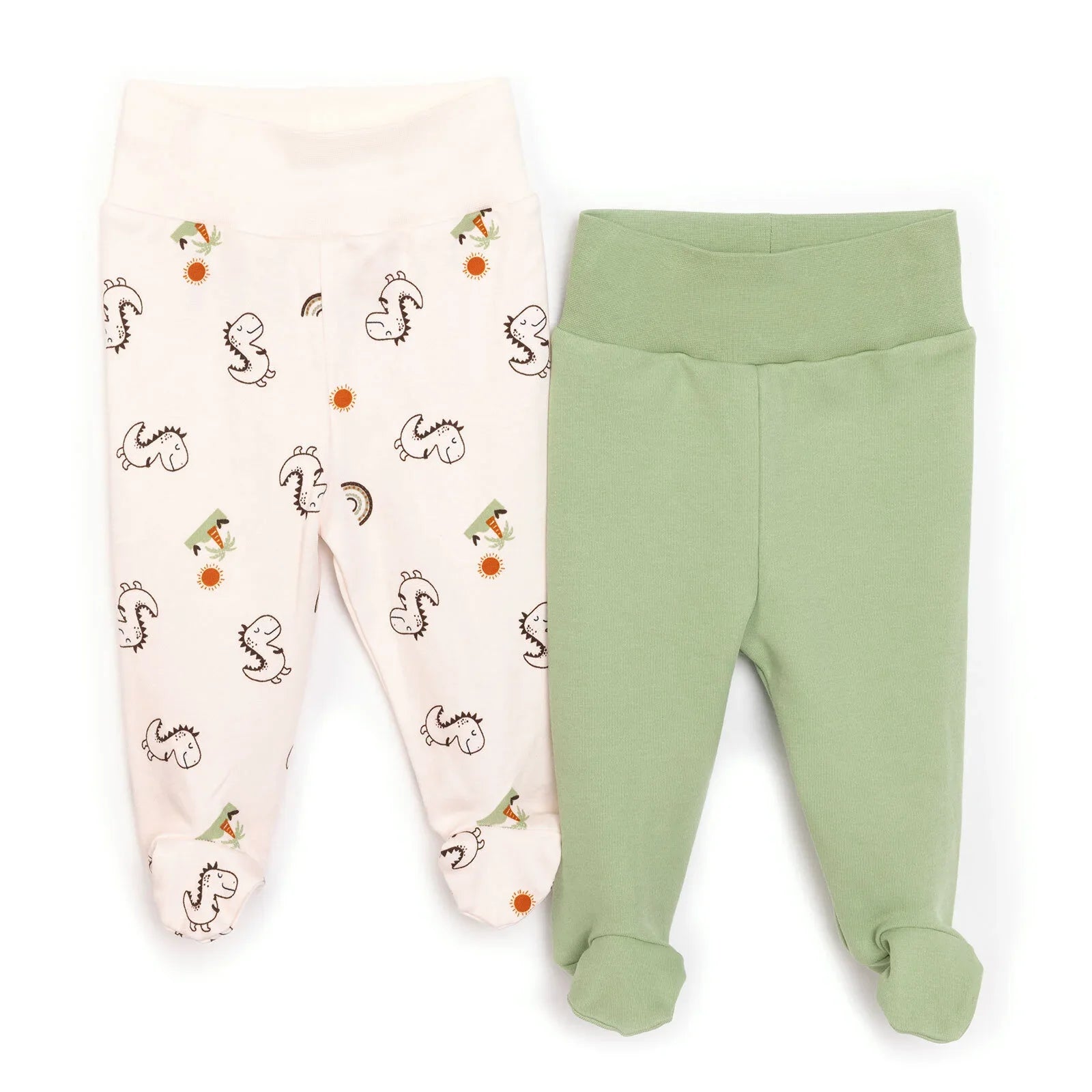 HelloBaby  Baby Boy 2 Pcs Footed Bottom - Beige