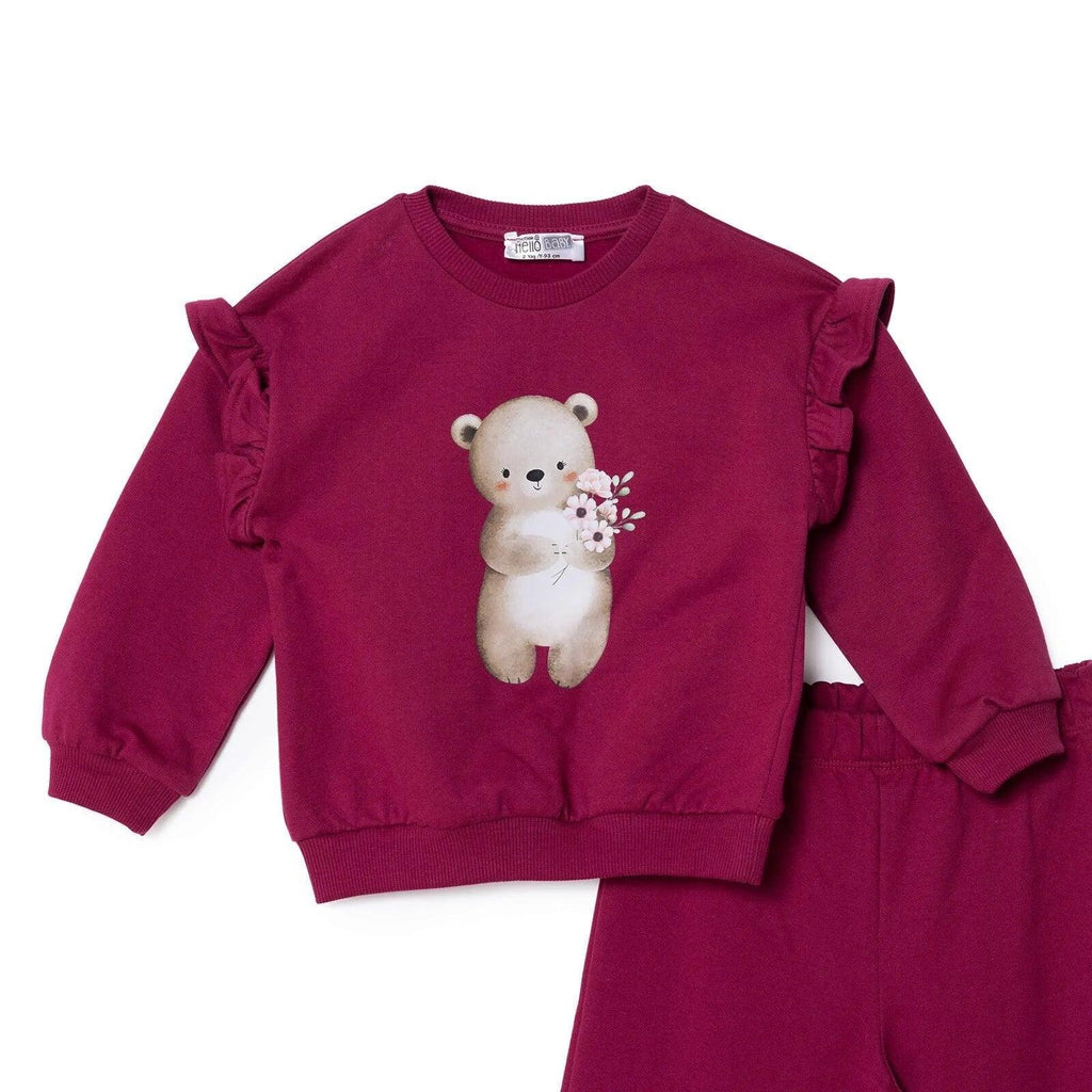 HelloBaby Jogging Set - Maroon - Bobobiy