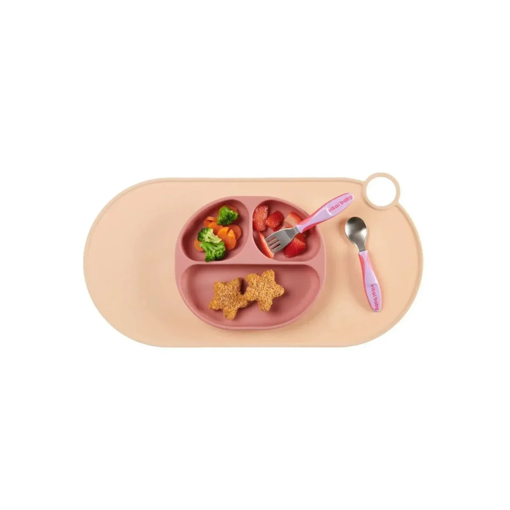 Vital Baby Nourish Silicone Suction Plate - Blush Raspberry - Bobobiy