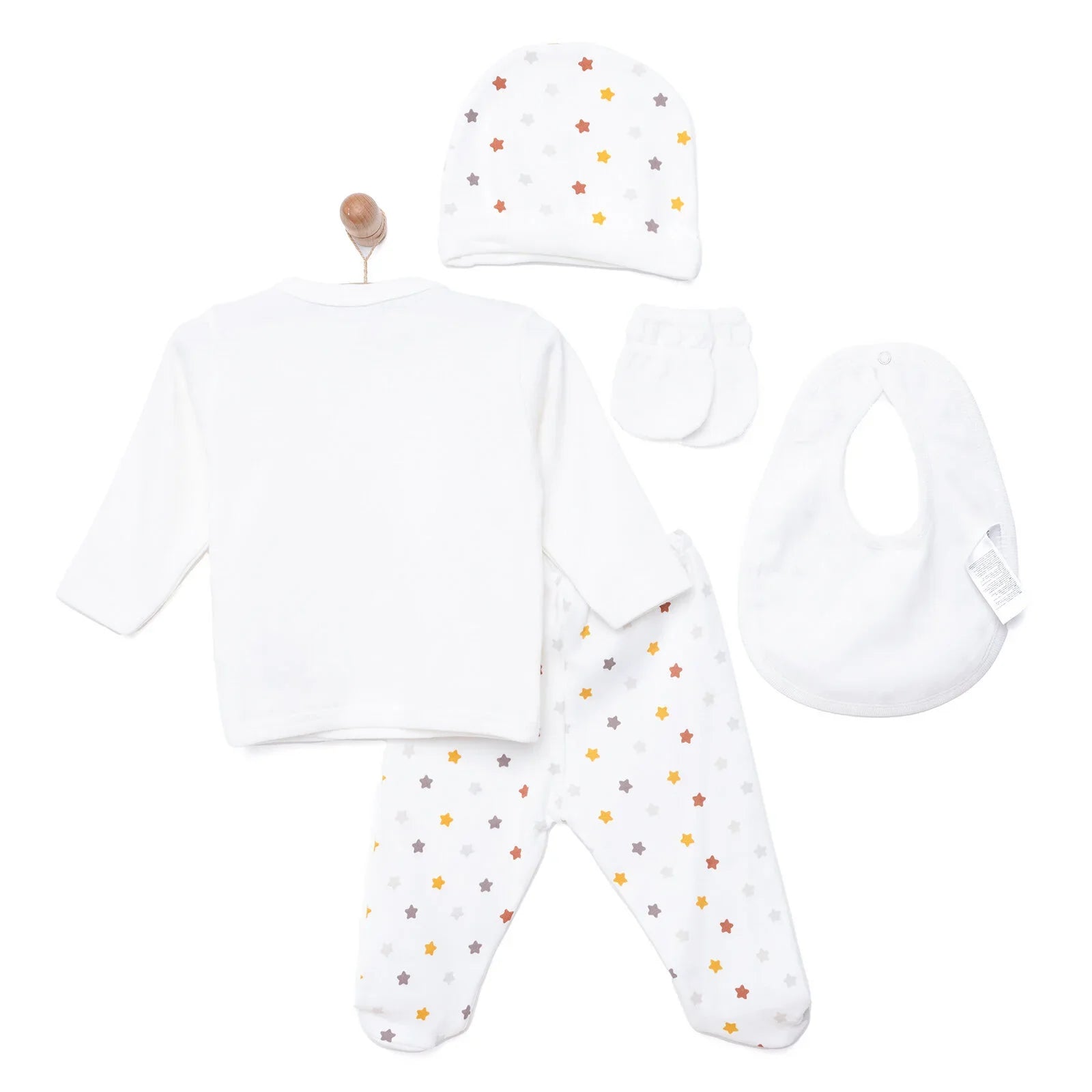 Aziz Bebe Suzene Embroidered 5 Piece Newborn Starter Set - Ecru