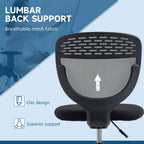 Grey armless swivel drafting chair with breathable mesh lumbar back support