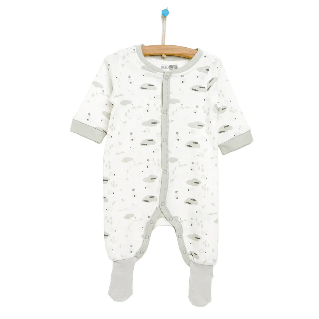 HelloBaby Newborn Baby Boy Footed Jumpsuit - Ecru