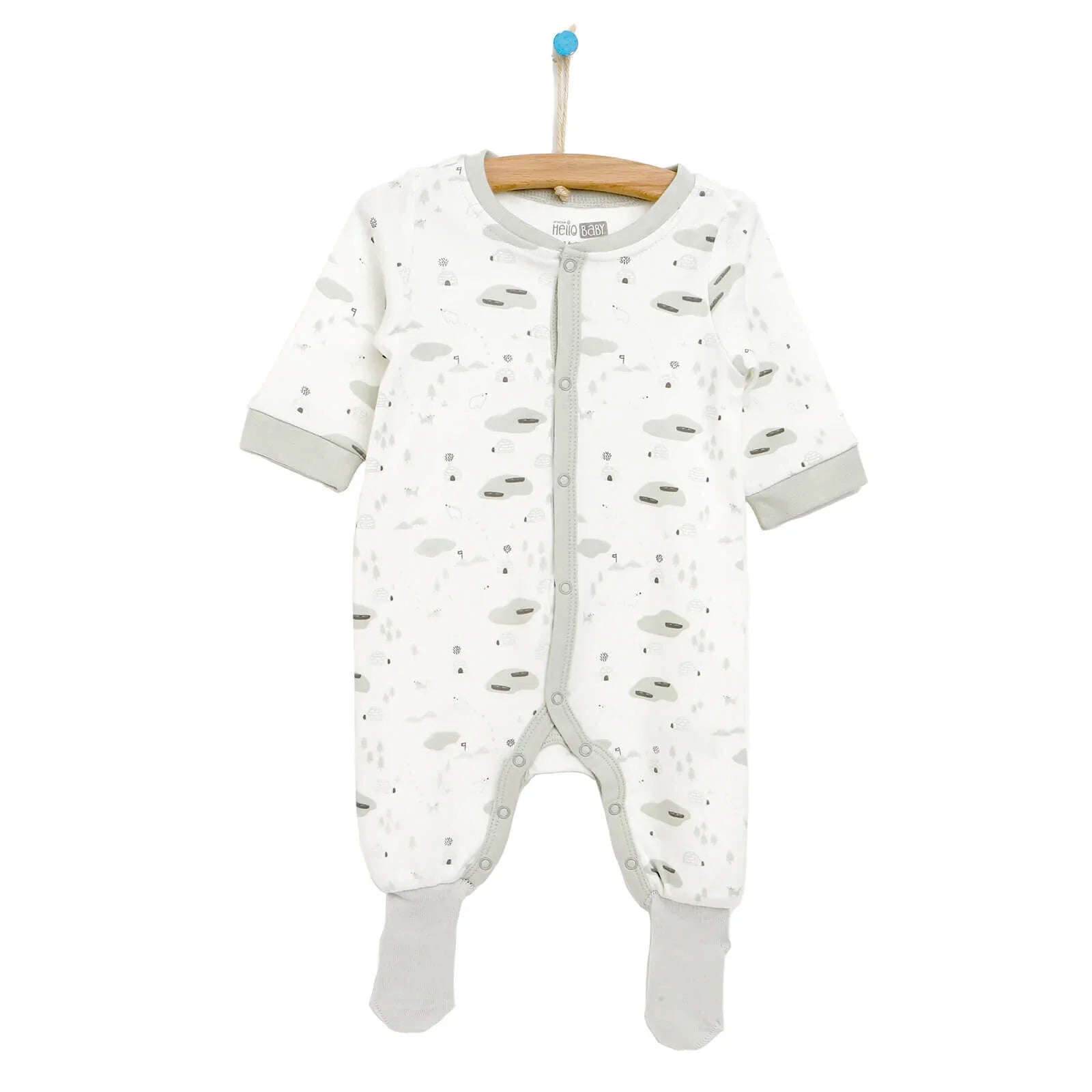 HelloBaby Newborn Baby Boy Footed Jumpsuit - Ecru