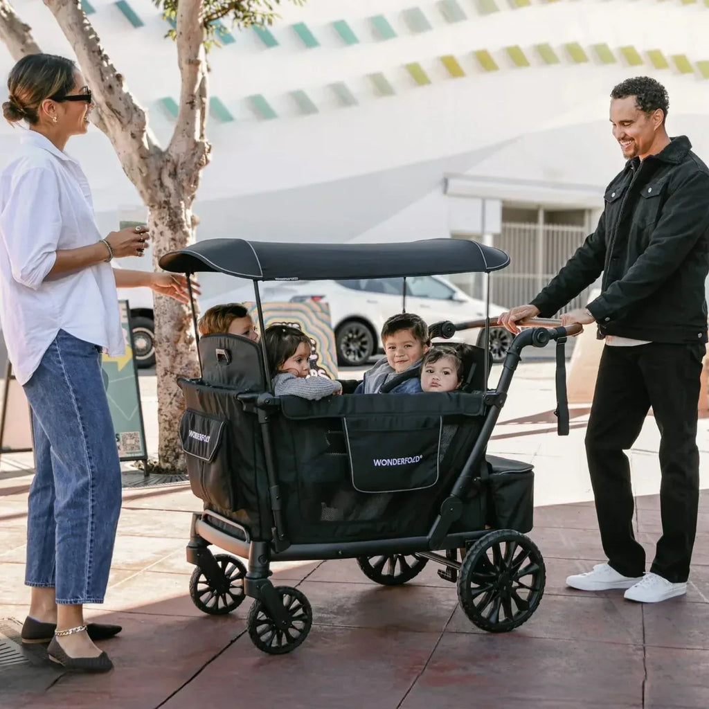 Wonderfold L4 Quad Stroller Wagon - Black - Bobobiy