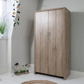 Tutti Bambini Modena oak wardrobe with two doors and slim silver bar handles