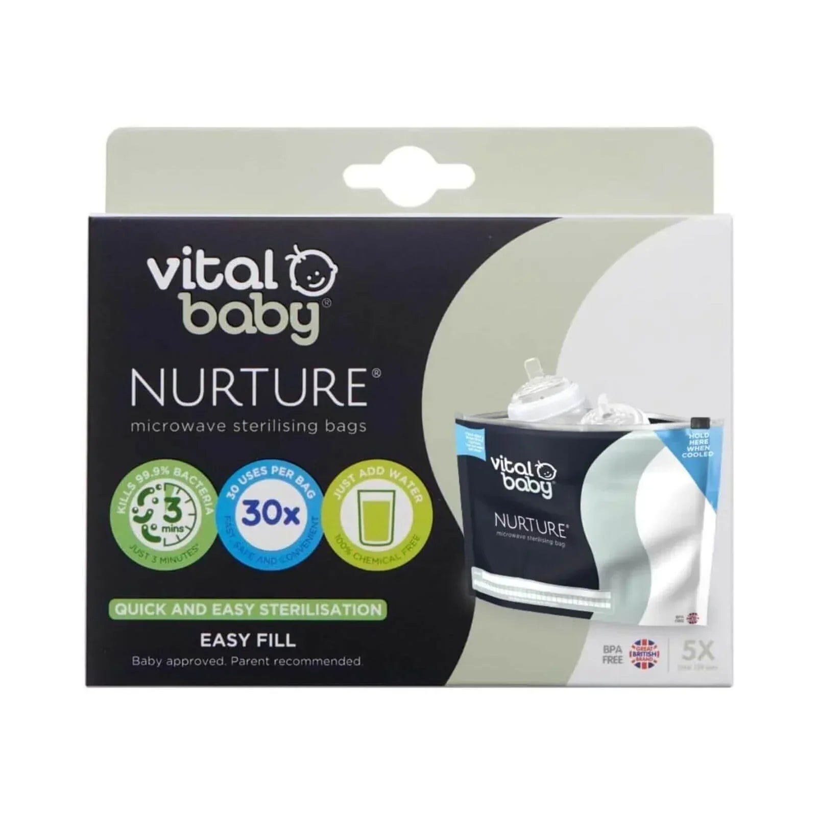 Vital Baby Nurture Microwave Sterilising Bags 5 pcs - Bobobiy