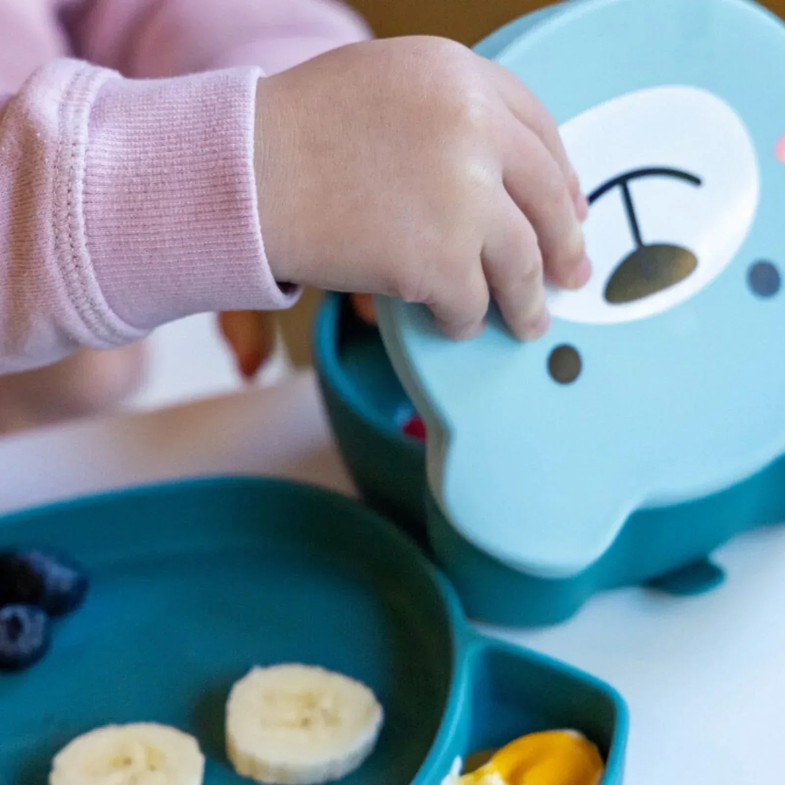 TUM TUM Silicone Weaning Bowl & Spoon Set Boris Bear - Blue - Bobobiy