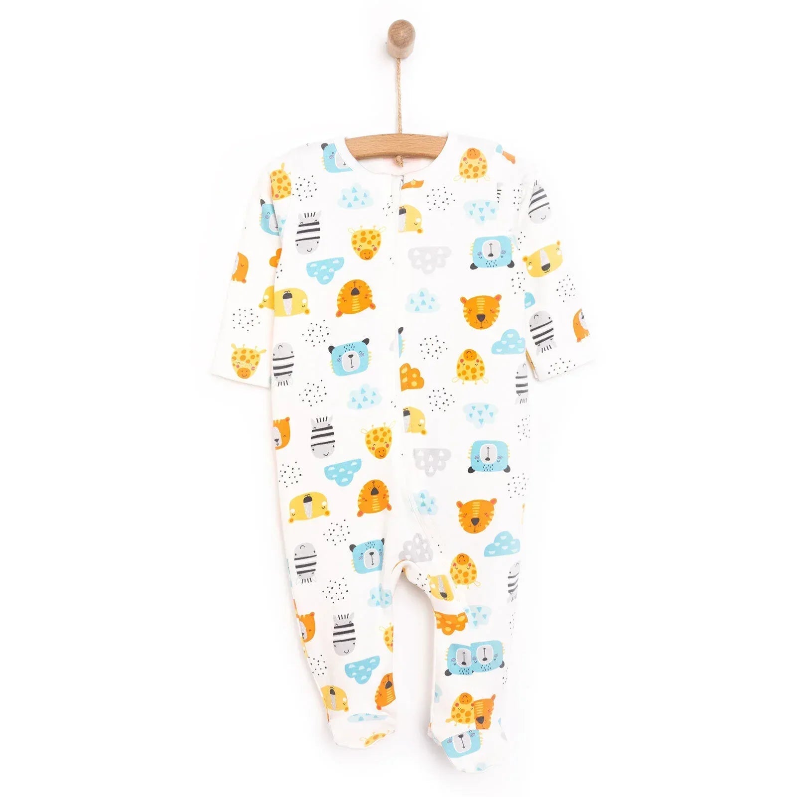 HelloBaby Newborn Footed Jumpsuit - Ecru - Bobobiy