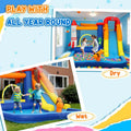 5 in 1 Bouncy Castle for Children with 550W Blower, Water Slide, Splash Pool, Jumping Area, Climbing Wall, Cannon