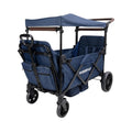 Sapphire navy push-and-pull quad stroller wagon with canopy and padded seats