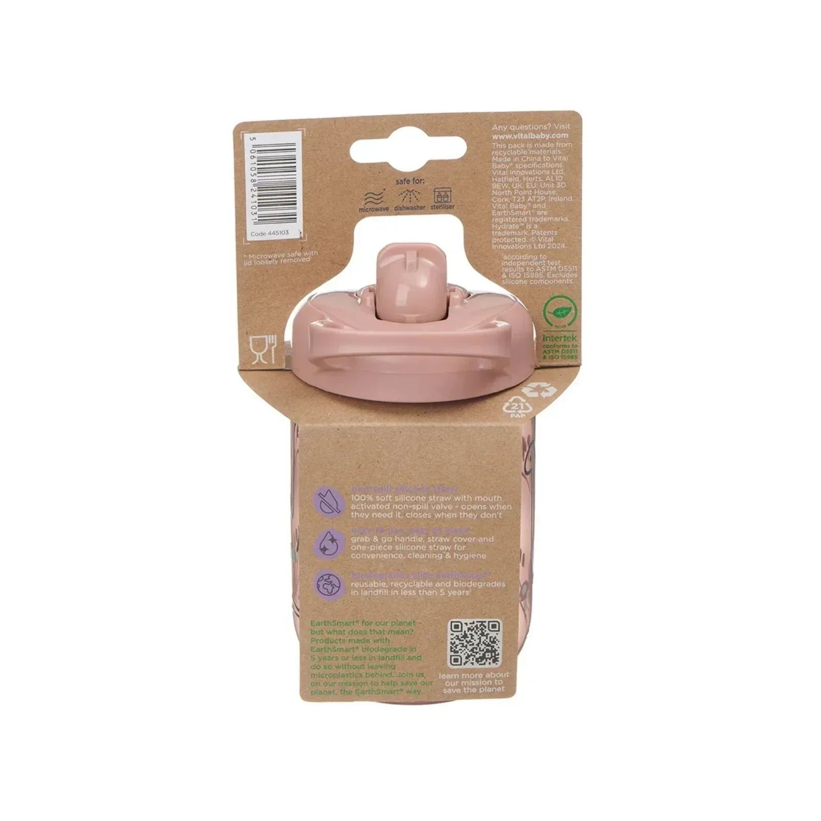 Vital Baby Hydrate Sippy Straw Cup 350ml - Natural Berry - Bobobiy