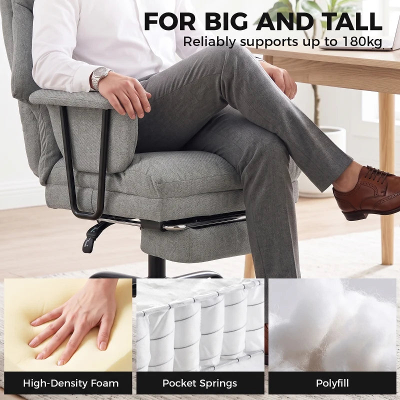 Grey office chair showing armrest and lumbar back, with black lifting lever